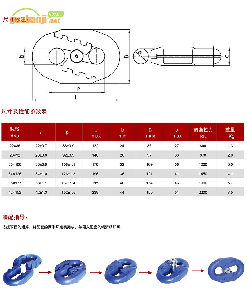 扁平弧齒型接鏈環(huán) 扁平環(huán) 弧齒環(huán)規(guī)格、尺寸、裝配指導(dǎo)